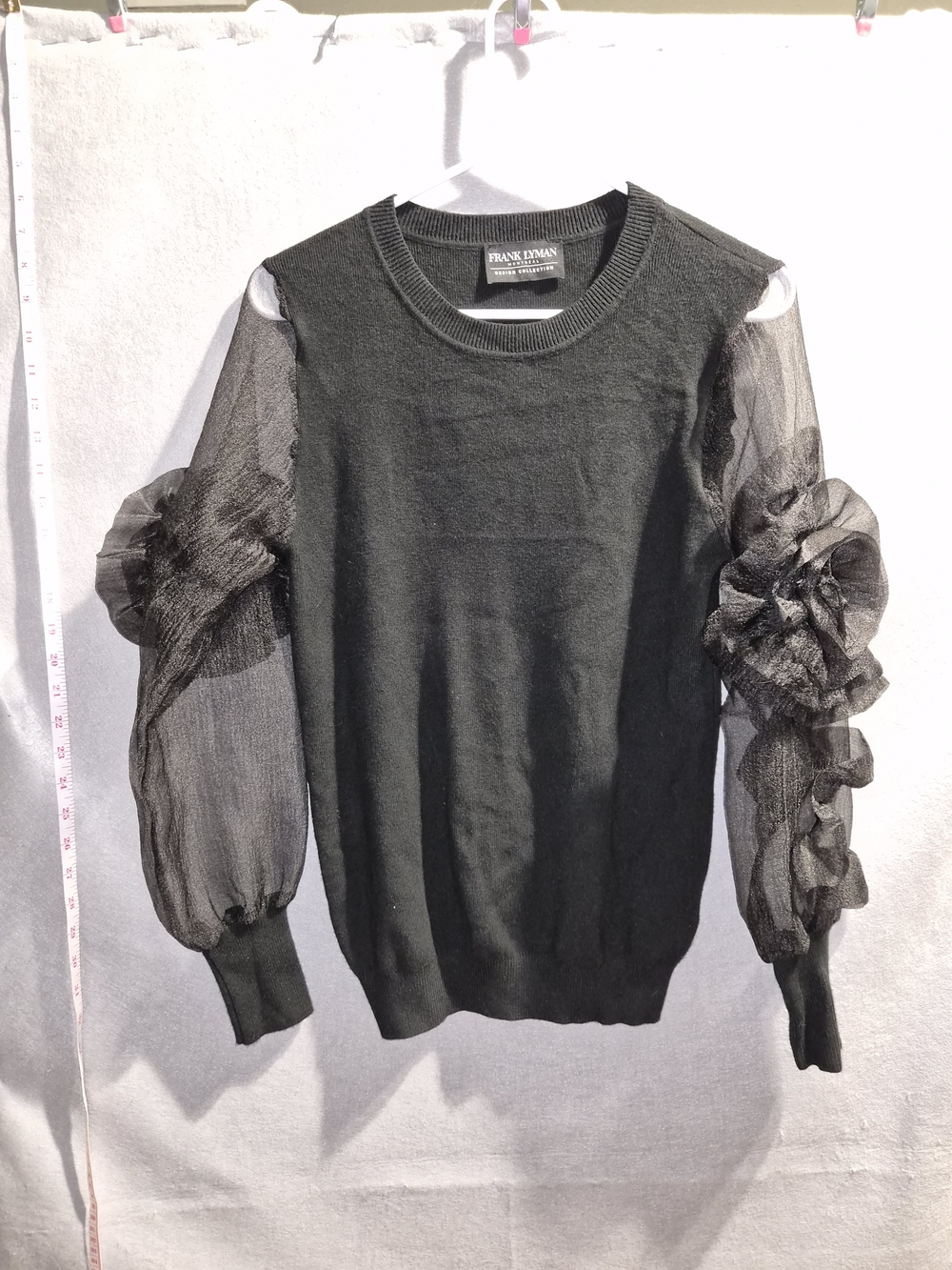 Frank Lyman Black Sheer Sleeve Knit Top – Size M – Fall 2024